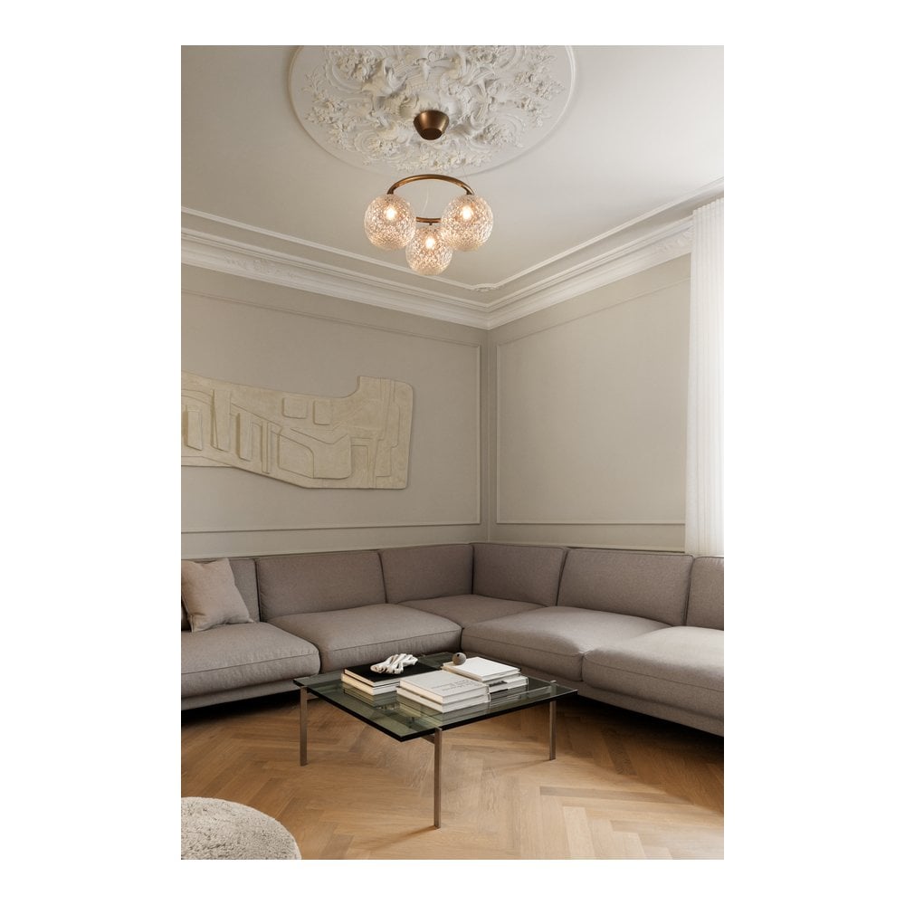 Nuura Miira 3 Light Circular Chandelier - Dark Bronze & Optic Clear Glass