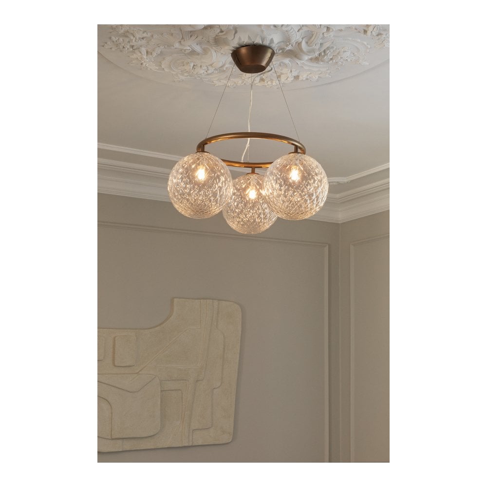 Nuura Miira 3 Light Circular Chandelier - Dark Bronze & Optic Clear Glass