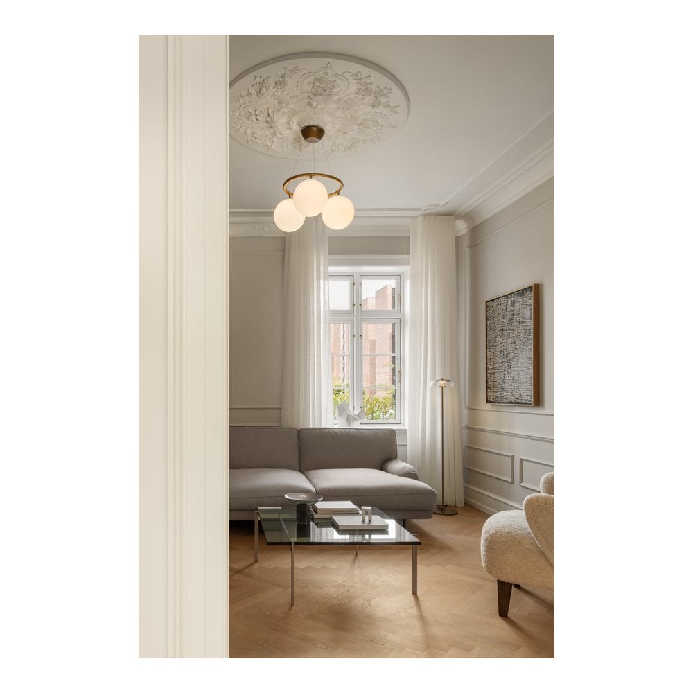 Nuura Miira 3 Light Circular Chandelier - Dark Bronze & Opal Glass