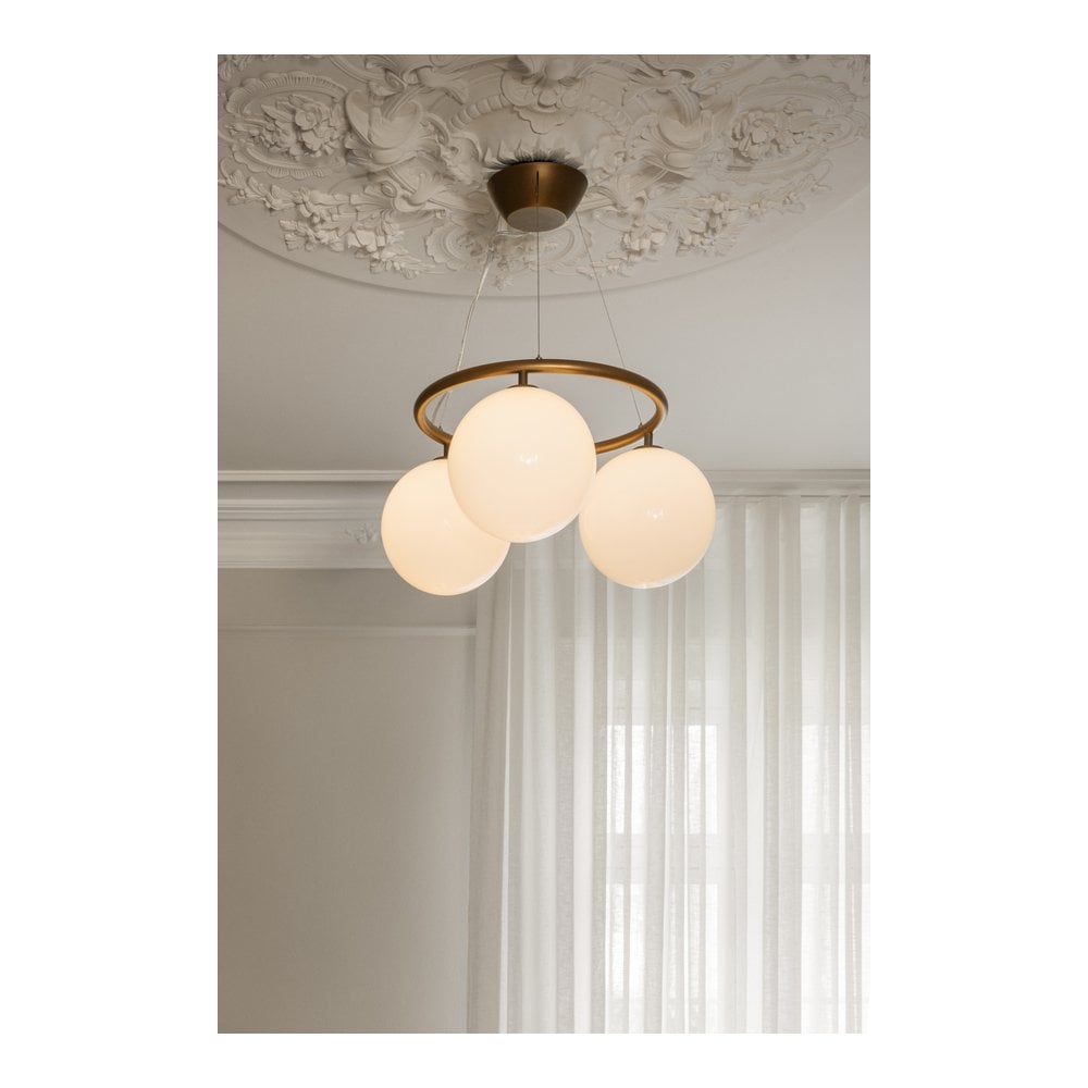 Nuura Miira 3 Light Circular Chandelier - Dark Bronze & Opal Glass