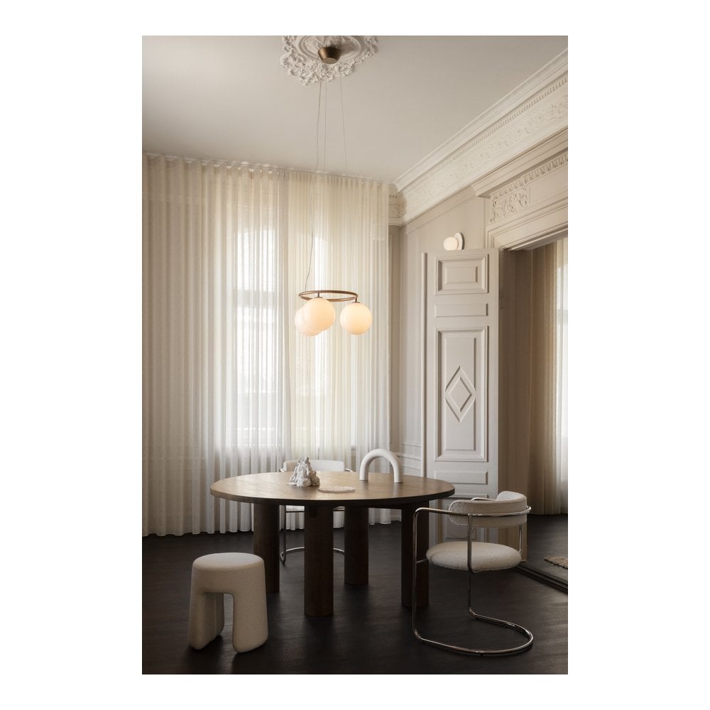 Nuura Miira 3 Light Circular Chandelier - Dark Bronze & Opal Glass