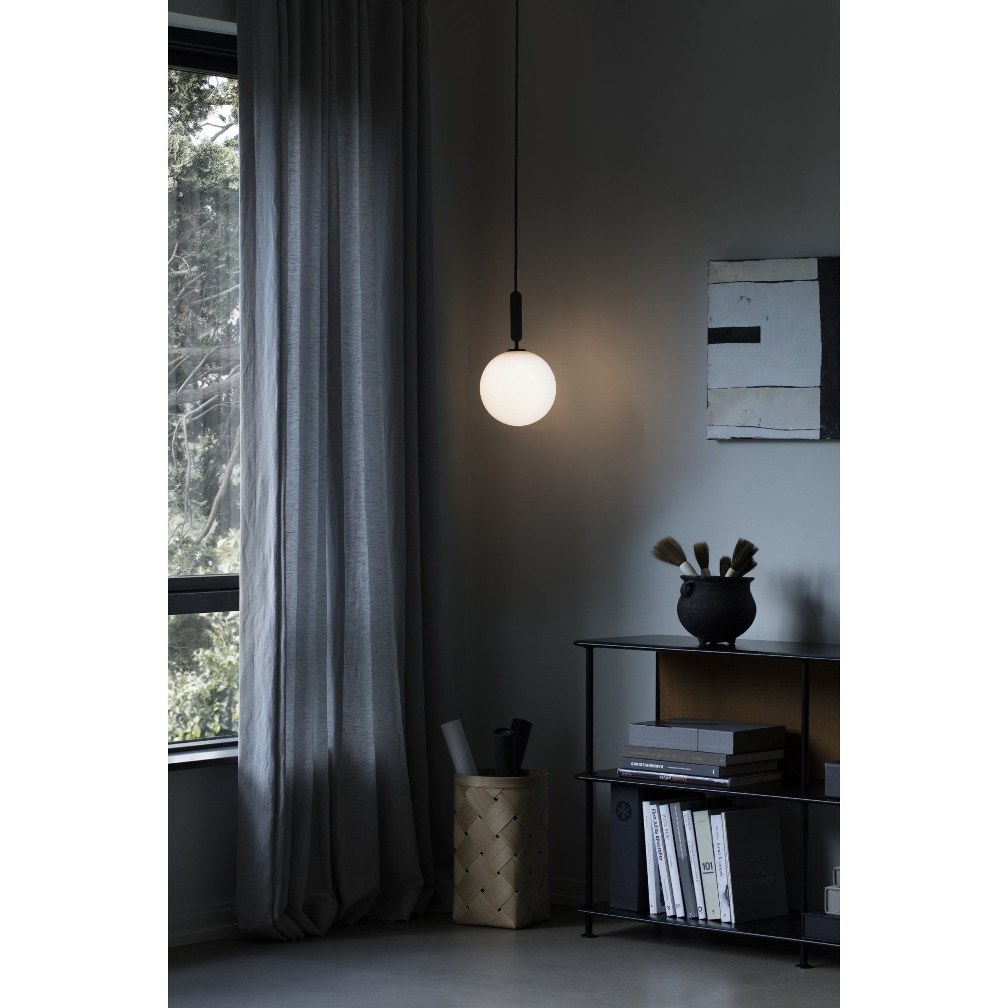 Nuura Miira Large 1 Light Pendant - Rock Grey & Opal Glass