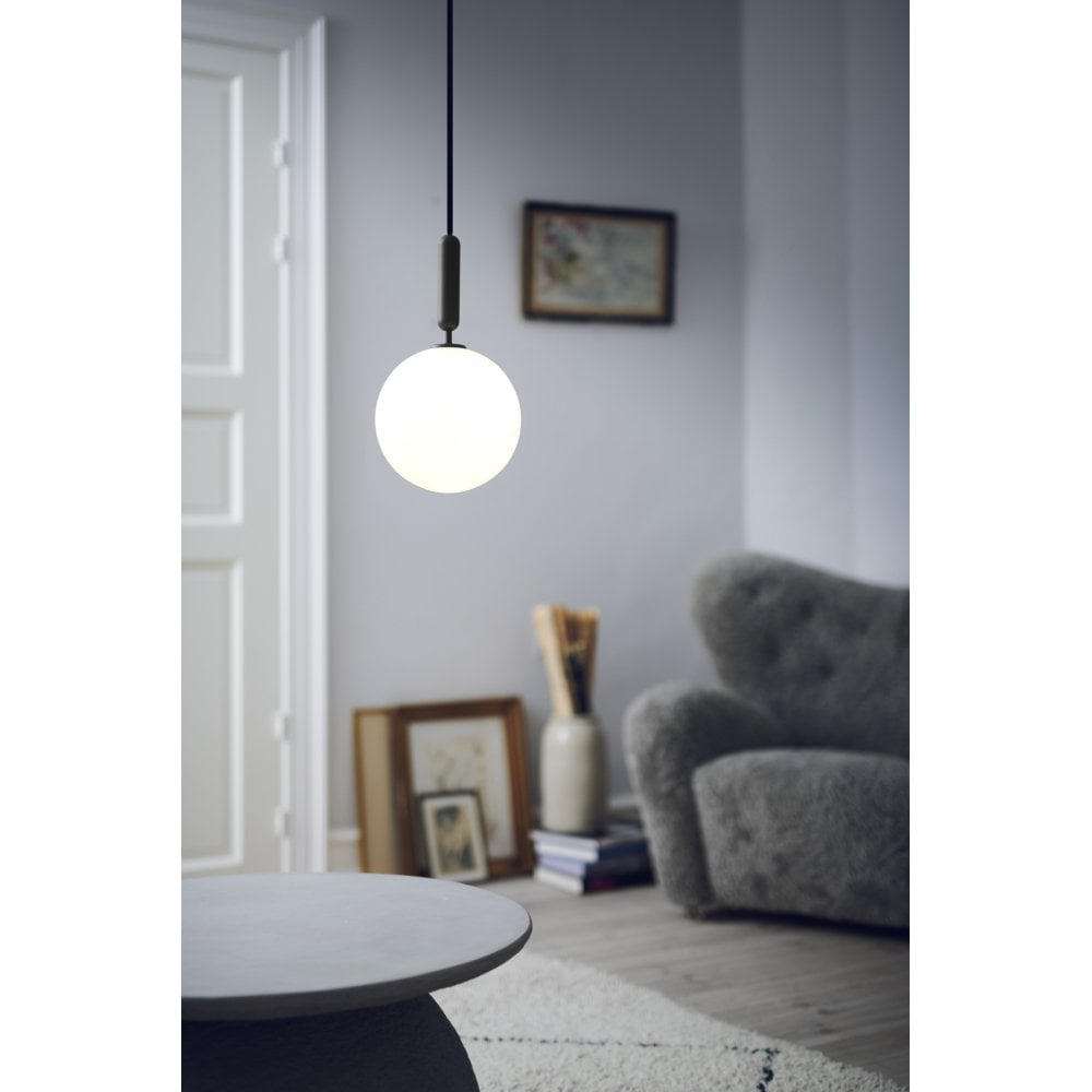 Nuura Miira Large 1 Light Pendant - Rock Grey & Opal Glass