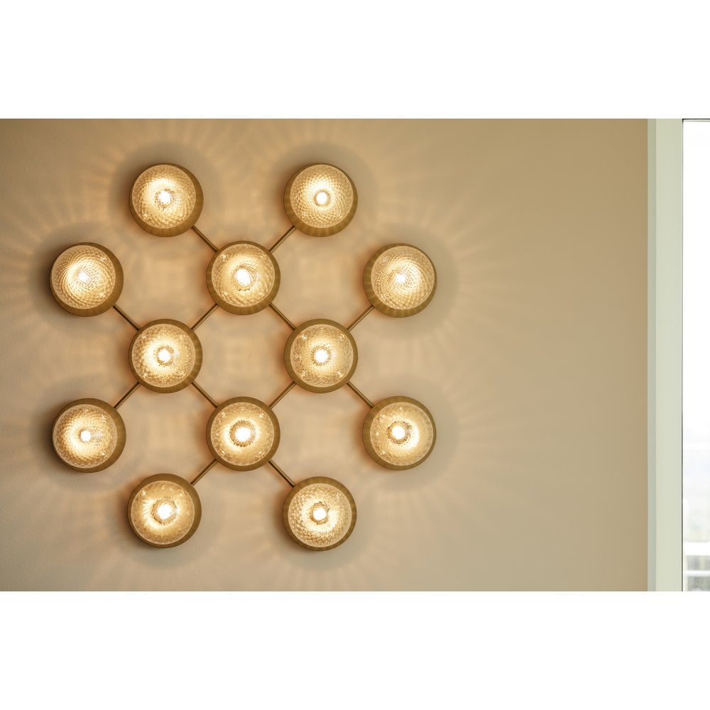 Nuura Liila 12 Light Wall/Flush Light - Nordic Gold & Optic Clear Glass
