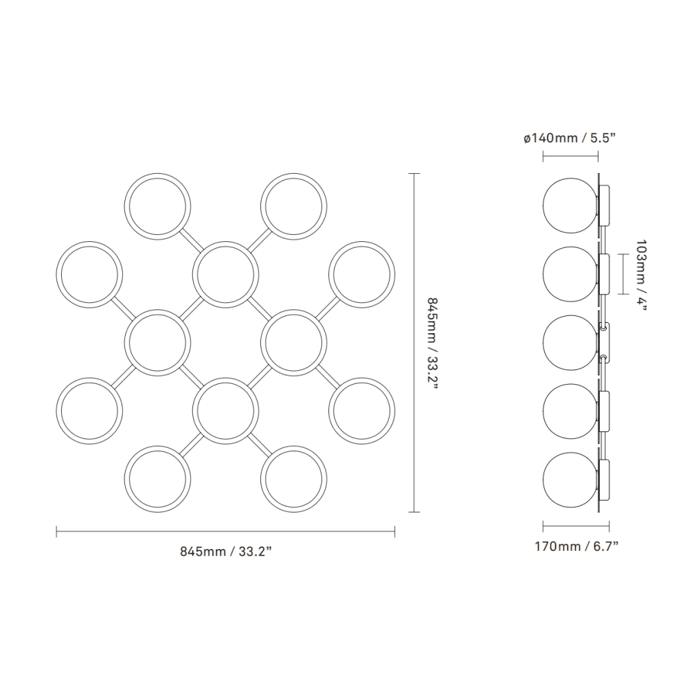 Nuura Liila 12 Light Wall/Flush Light - Nordic Gold & Opal Glass