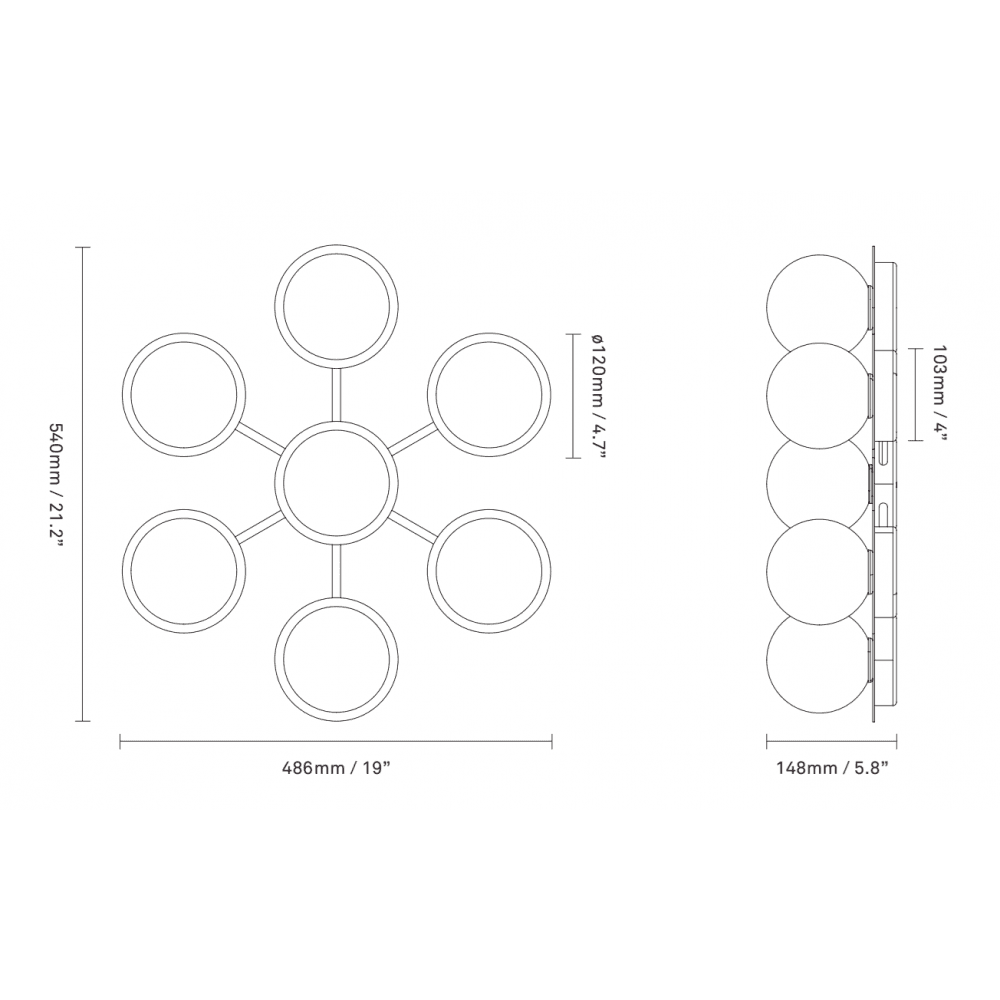 Nuura Liila Star Wall/Flush Light - Nordic Gold & Optic Clear Glass
