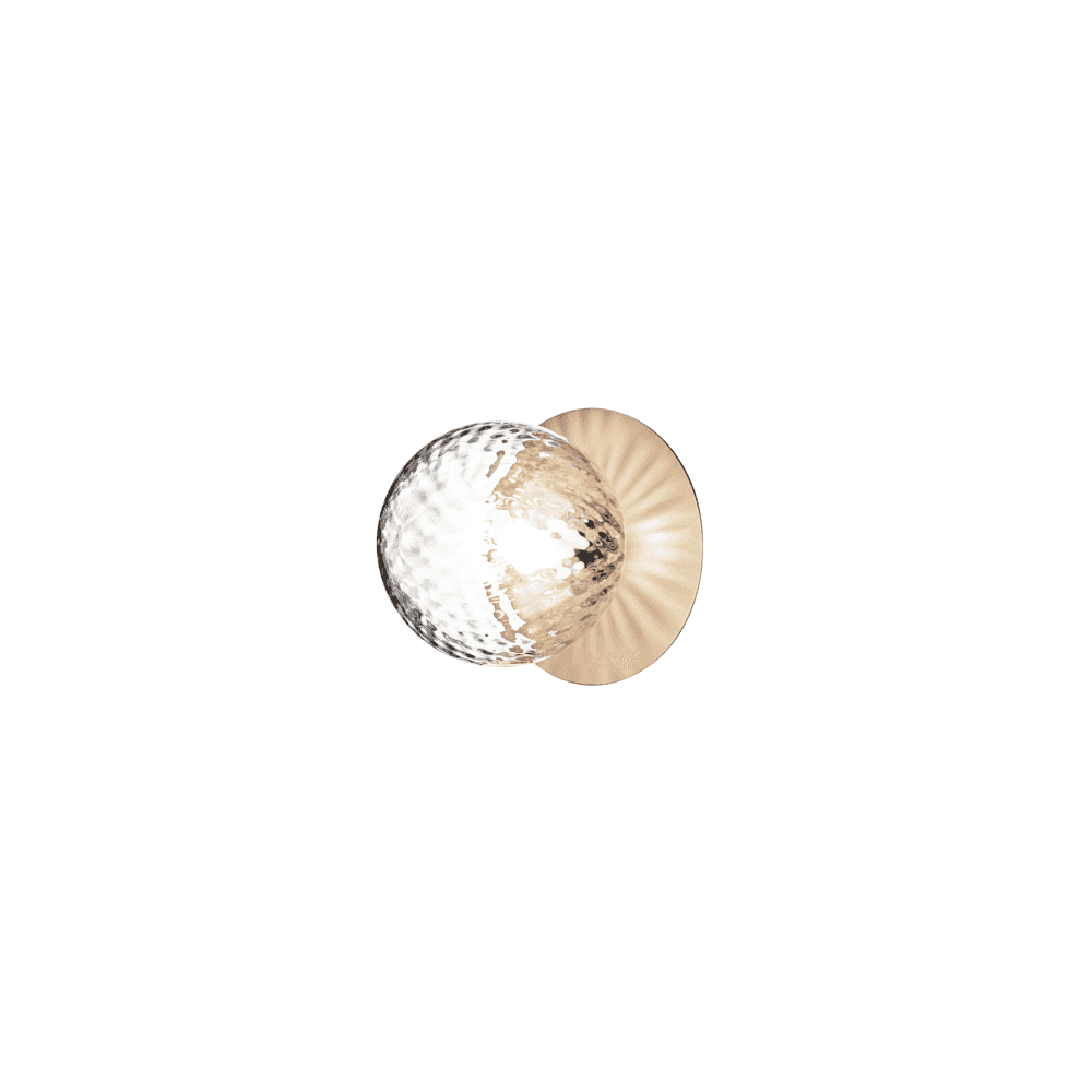 Nuura Liila 1 Light Medium IP44 Wall/Flush Light - Nordic Gold & Optic Clear Glass