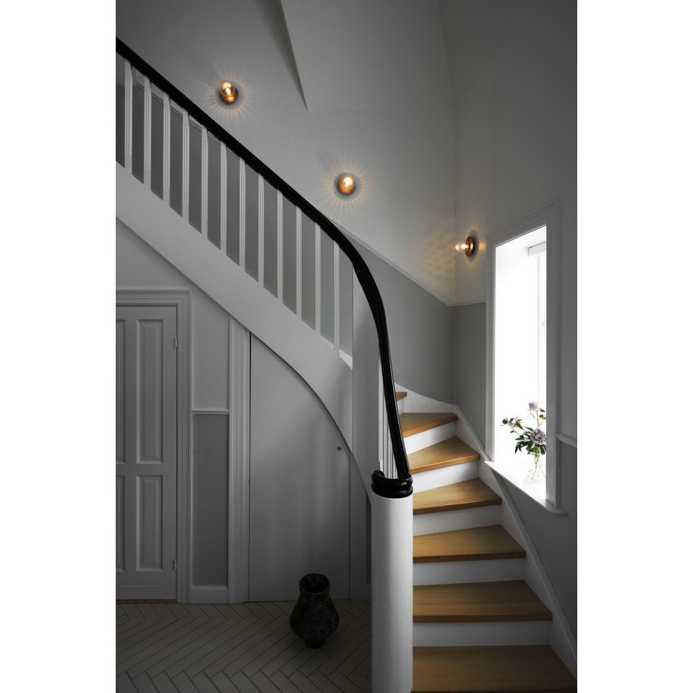 Nuura Liila 1 Light Medium IP44 Wall/Flush Light - Nordic Gold & Optic Clear Glass