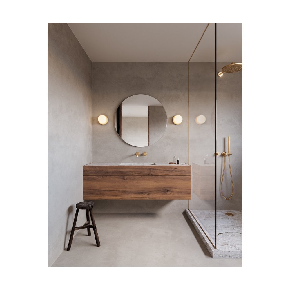 Nuura Liila 1 Light Medium IP44 Wall/Flush Light - Nordic Gold & Opal Glass