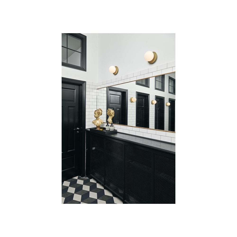 Nuura Liila 1 Light Medium IP44 Wall/Flush Light - Nordic Gold & Opal Glass