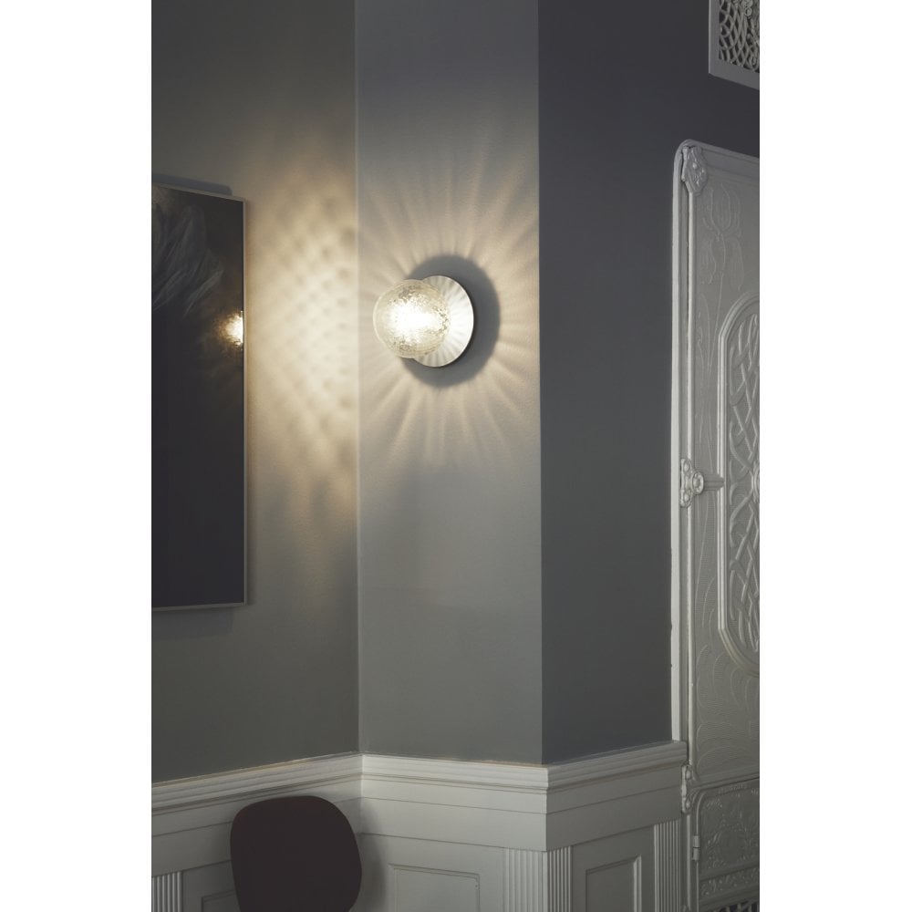 Nuura Liila 1 Light Medium IP44 Wall/Flush Light - Light Silver & Optic Clear Glass