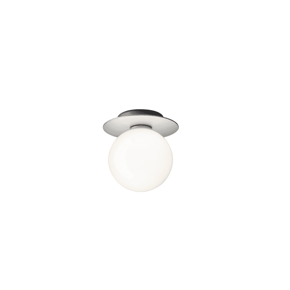 Nuura Liila 1 Light Medium IP44 Wall/Flush Light - Light Silver & Opal Glass