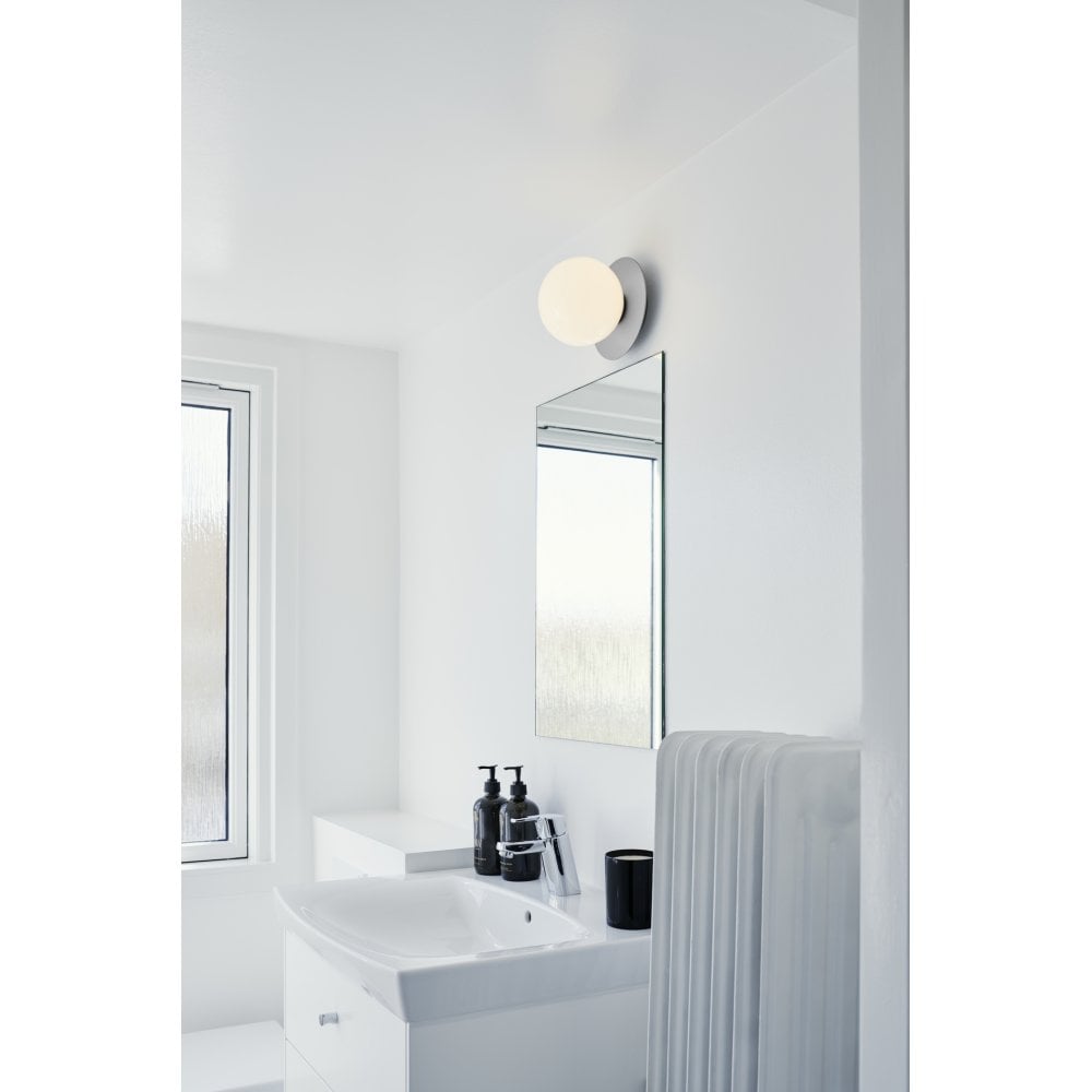 Nuura Liila 1 Light Medium IP44 Wall/Flush Light - Light Silver & Opal Glass