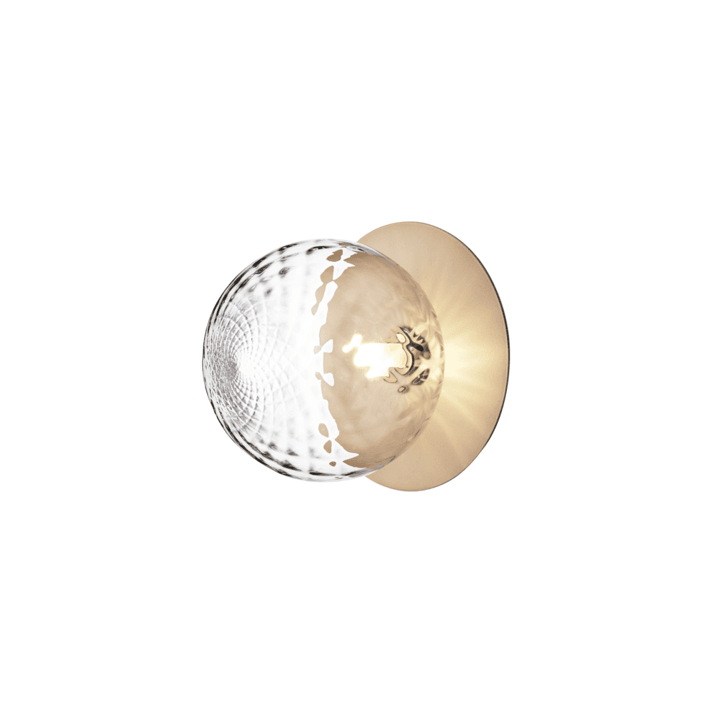 Nuura Liila 1 Light Large IP44 Wall/Flush Light - Nordic Gold & Optic Clear Glass