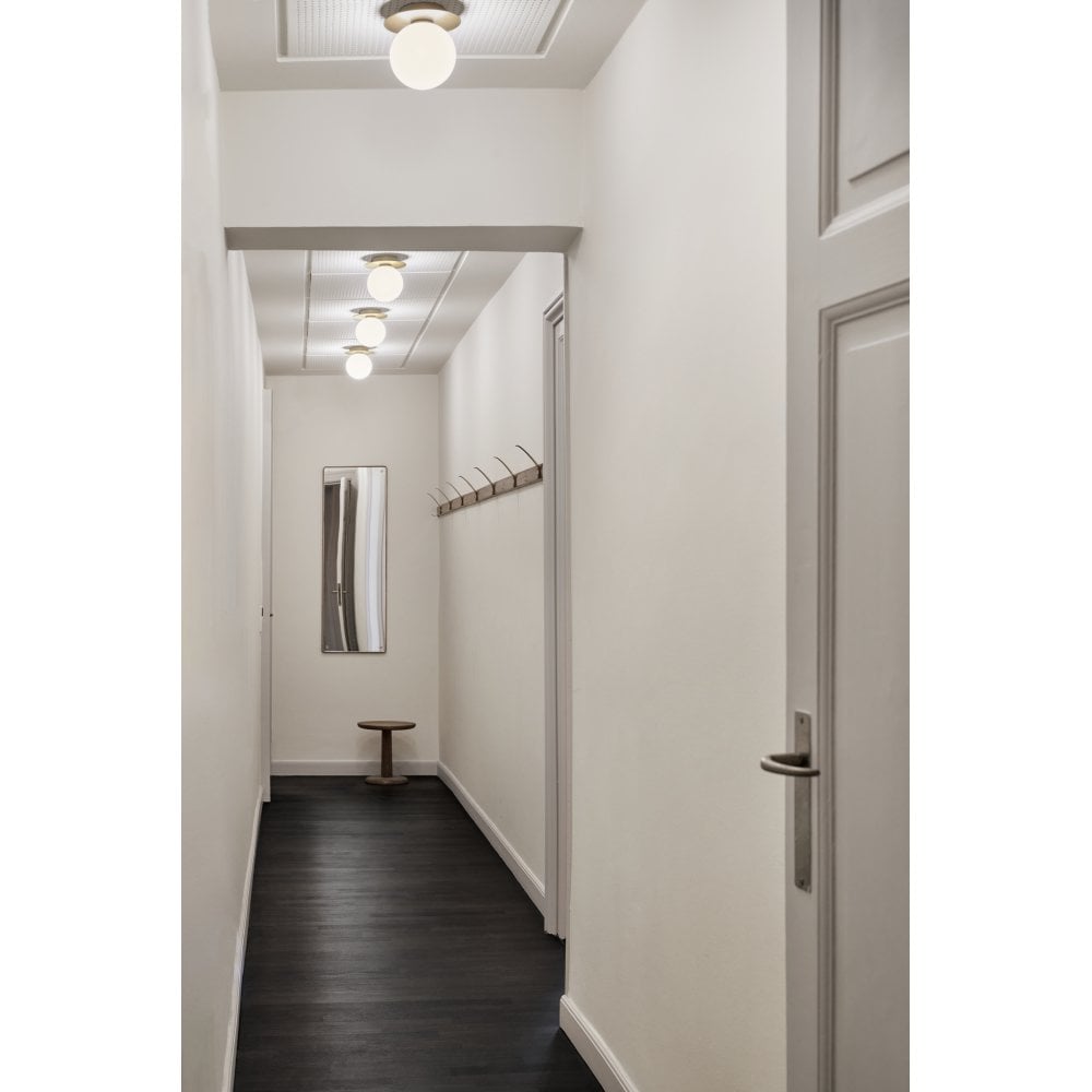 Nuura Liila 1 Light Large IP44 Wall/Flush Light - Nordic Gold & Opal Glass