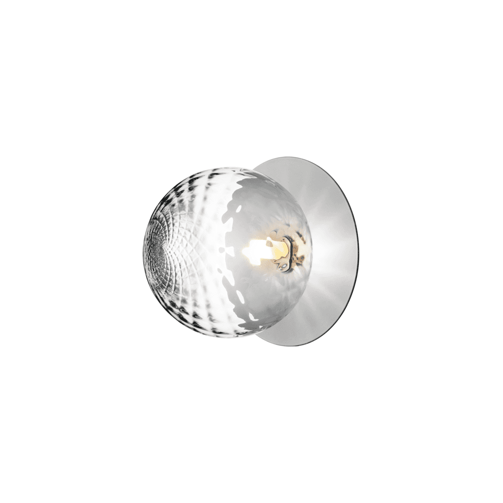 Nuura Liila 1 Light Large IP44 Wall/Flush Light - Light Silver & Optic Clear Glass
