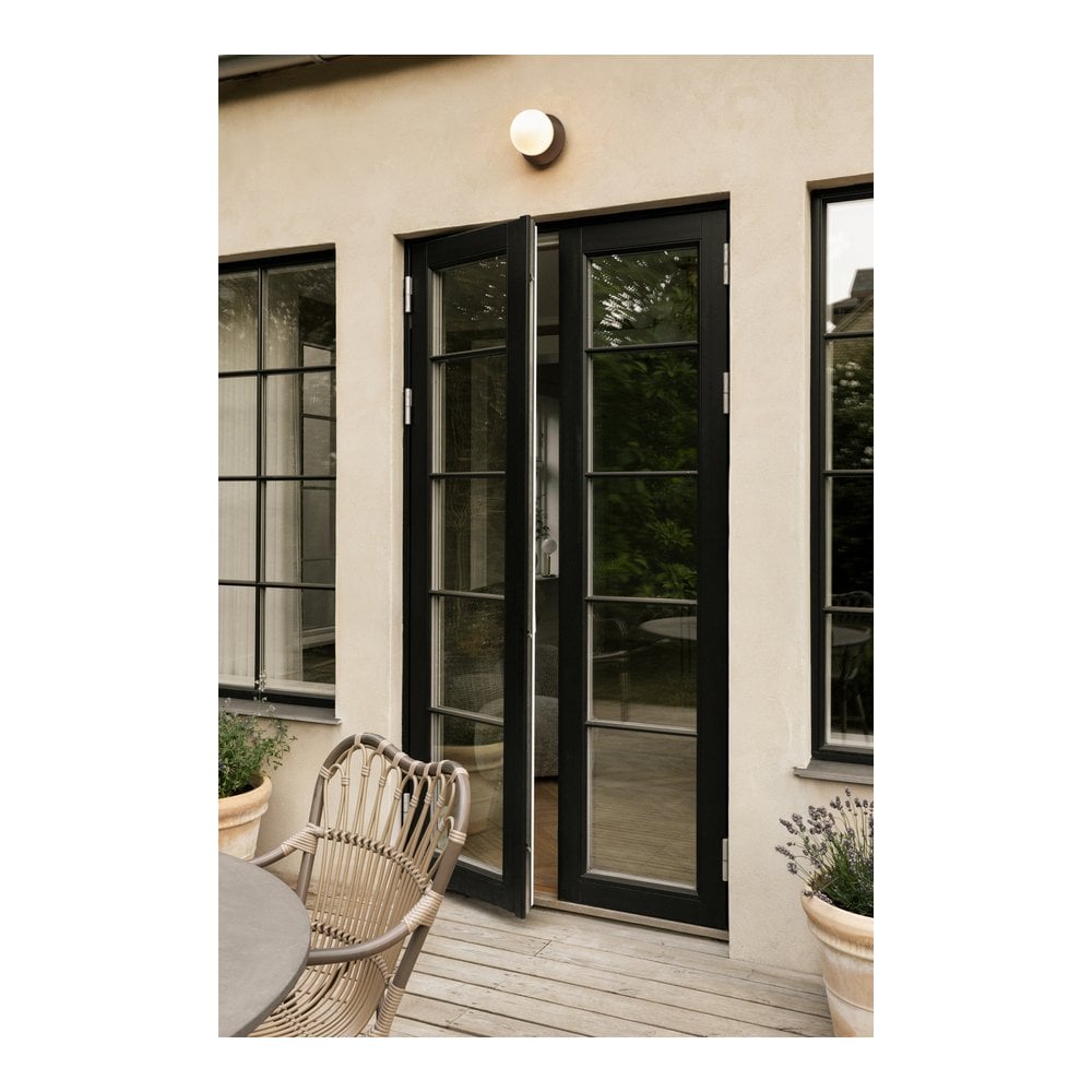 Nuura Liila 1 Light Outdoor Wall/Flush Light - Dark Bronze & Opal Glass