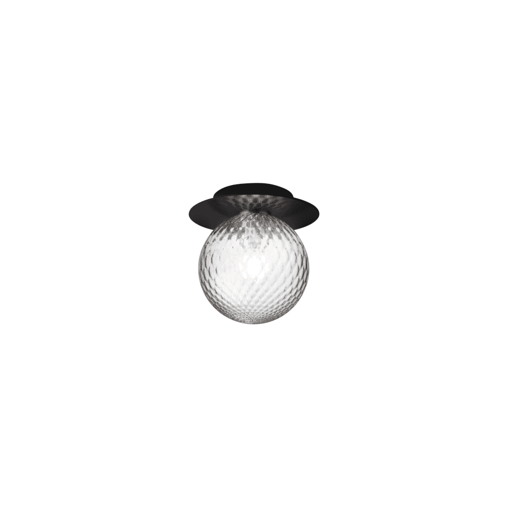 Nuura Liila 1 Light Medium IP44 Wall/Flush Light - Black & Optic Clear Glass