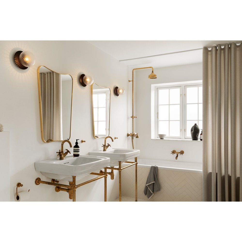 Nuura Liila 1 Light Medium IP44 Wall/Flush Light - Black & Optic Clear Glass