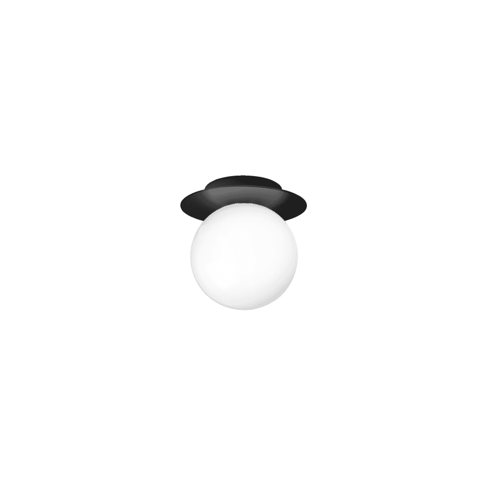 Nuura Liila 1 Light Medium IP44 Wall/Flush Light - Black & Opal Glass