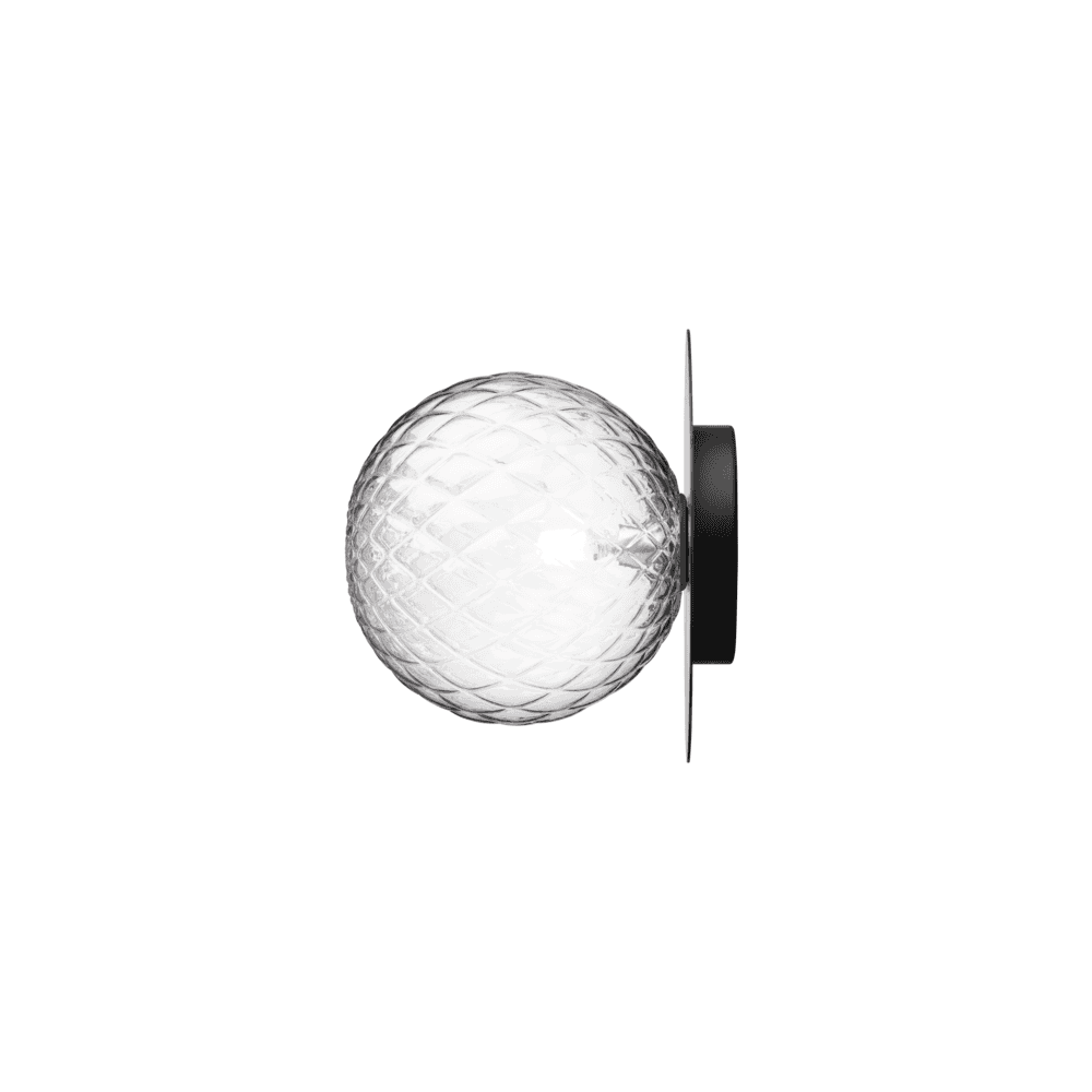 Nuura Liila 1 Light Large IP44 Wall/Flush Light - Black & Optic Clear Glass