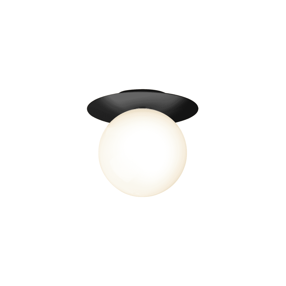 Nuura Liila 1 Light Large IP44 Wall/Flush Light - Black & Opal Glass