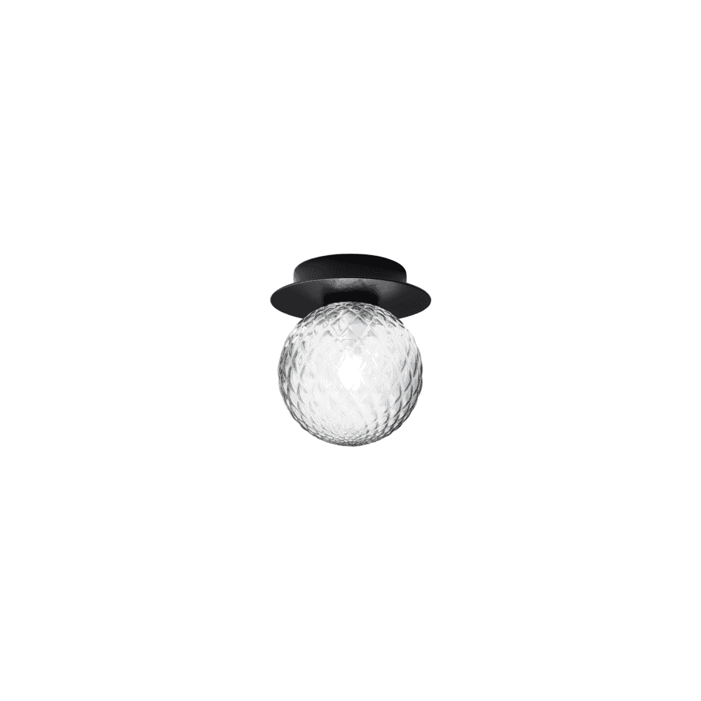 Nuura Liila 1 Light Small IP44 Wall/Flush Light - Black & Optic Clear Glass