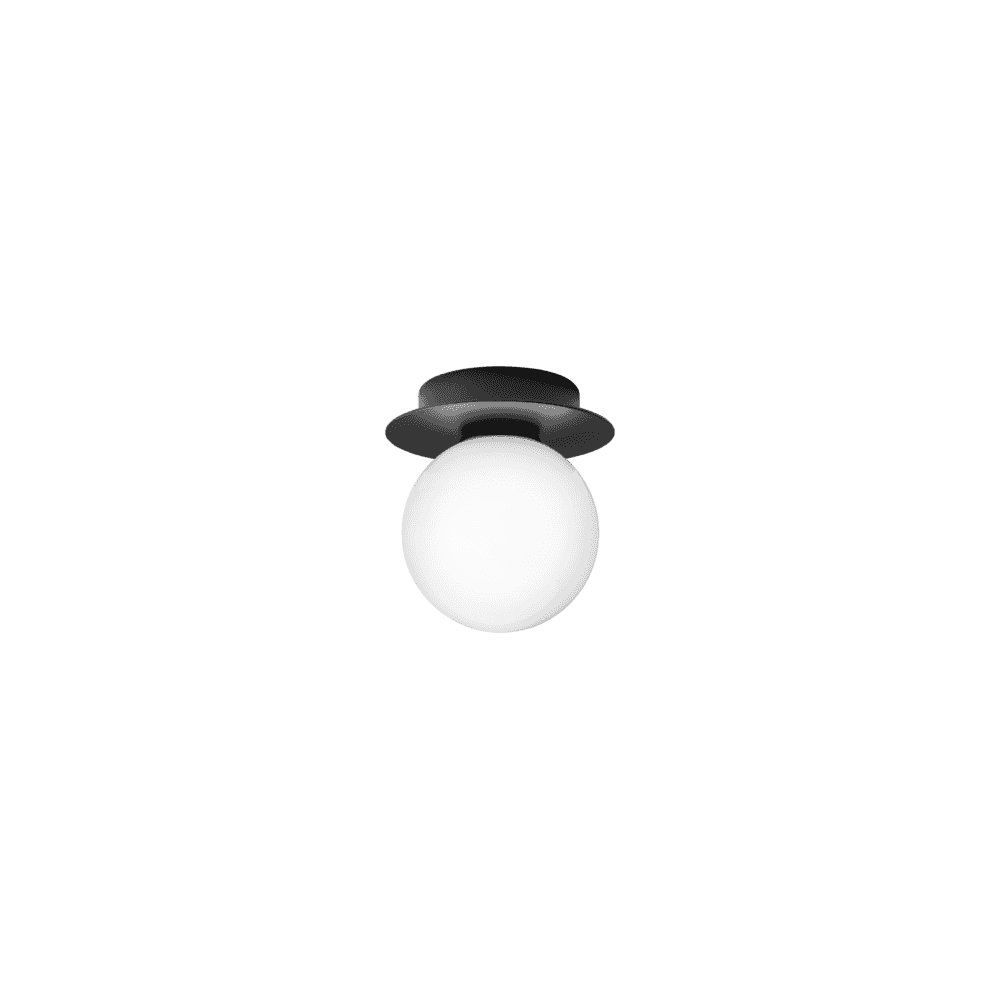 Nuura Liila 1 Light Small IP44 Wall/Flush Light - Black & Opal Glass