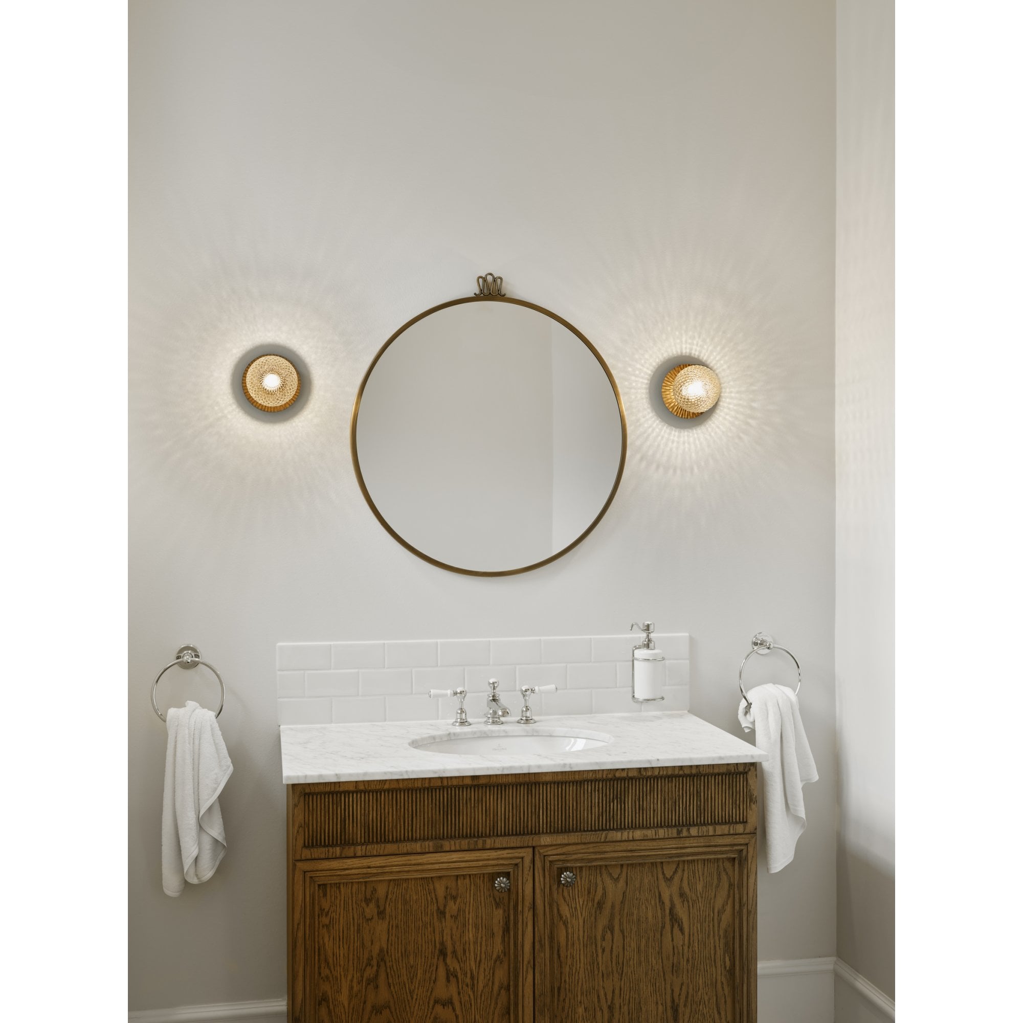 Nuura Liila 1 Light Small IP44 Wall/Flush Light - Dark Bronze & Optic Clear Glass