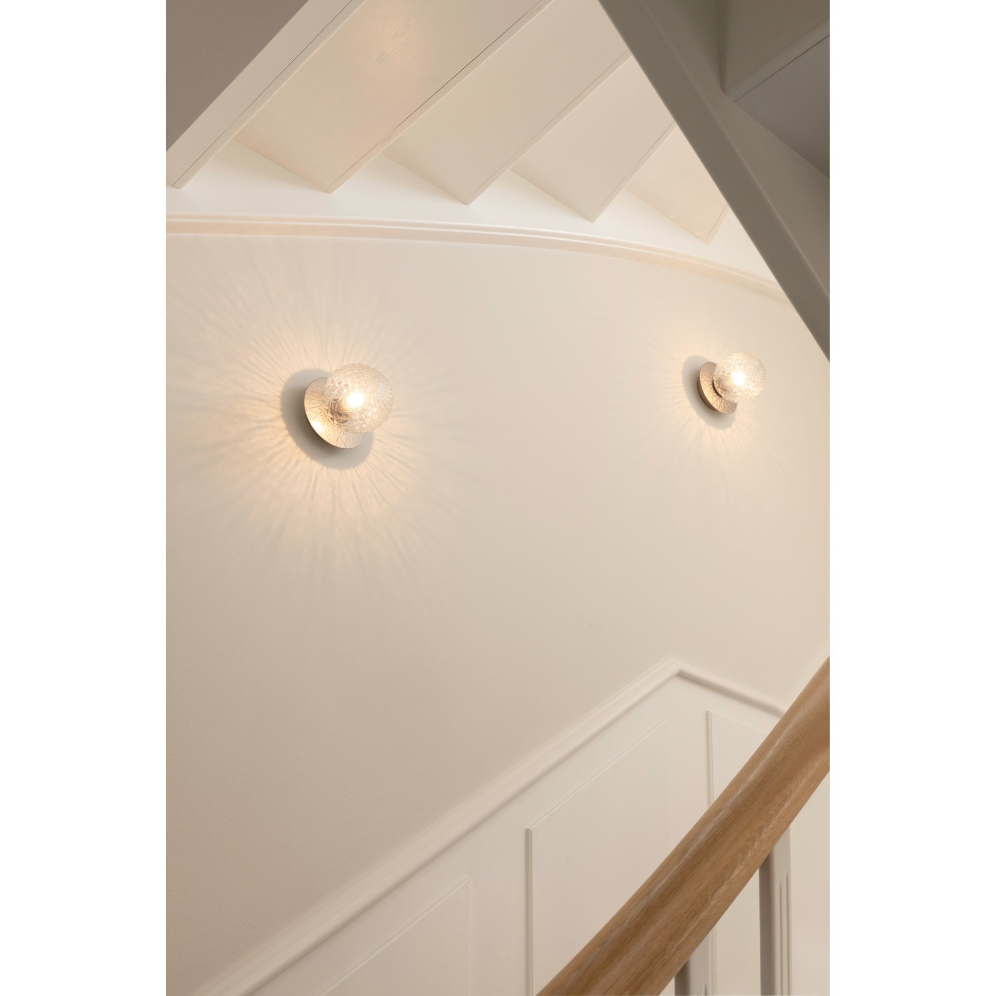 Nuura Liila 1 Light Small IP44 Wall/Flush Light - Light Silver & Optic Clear Glass