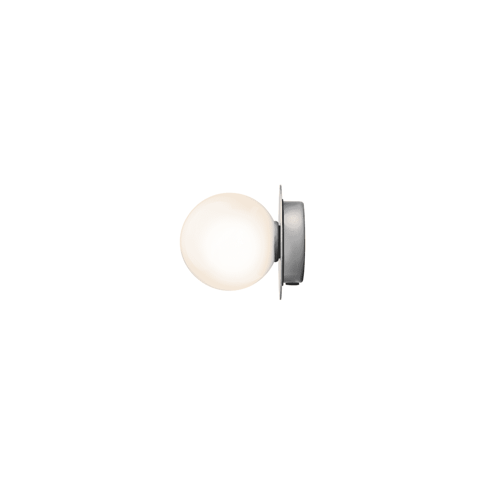Nuura Liila 1 Light Small IP44 Wall/Flush Light - Light Silver & Opal Glass