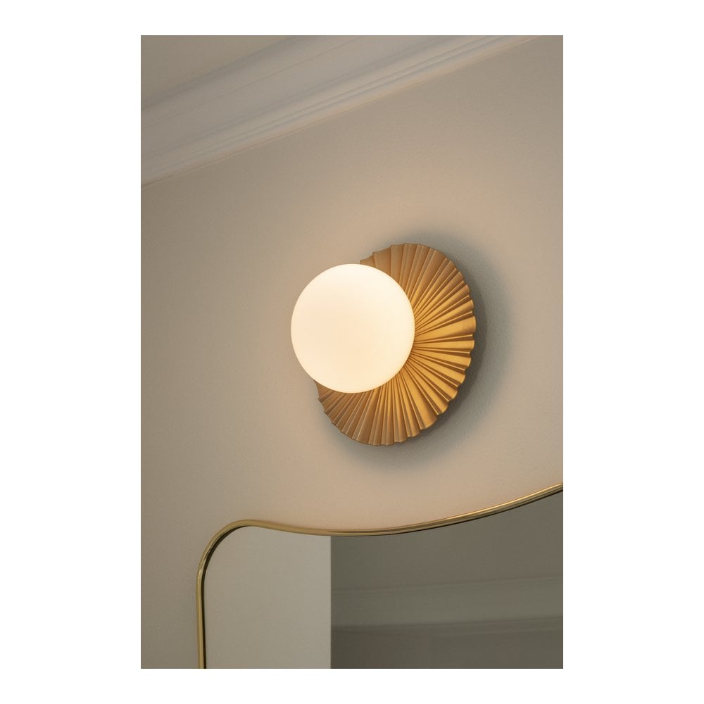 Nuura Liila Muuse Small IP44 Wall/Flush Light - Nordic Gold & Opal Glass