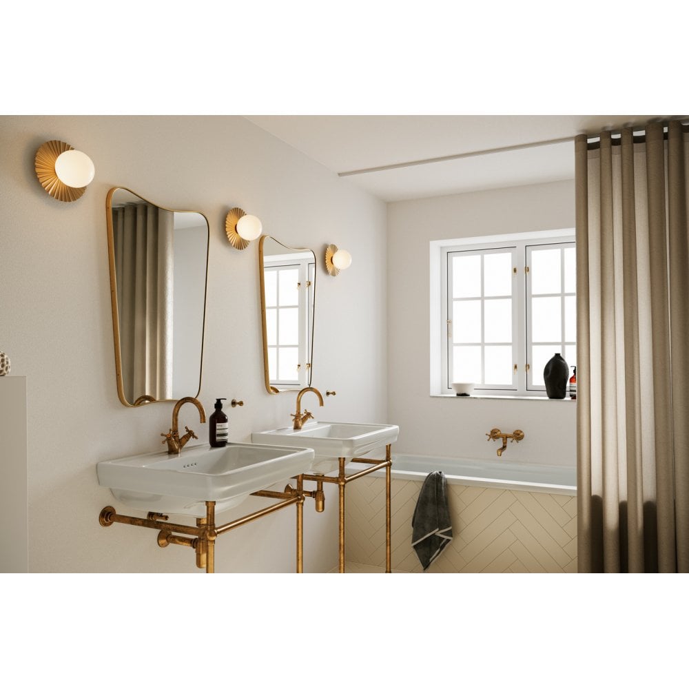 Nuura Liila Muuse Small IP44 Wall/Flush Light - Nordic Gold & Opal Glass