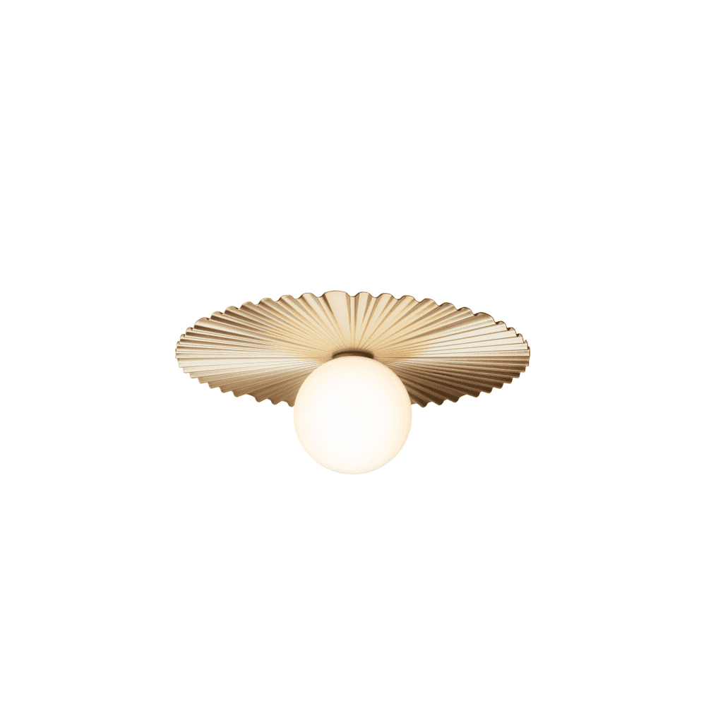 Nuura Liila Muuse Medium IP44 Wall/Flush Light - Nordic Gold & Opal Glass