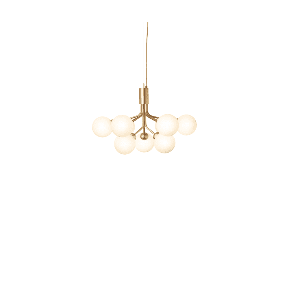 Nuura Apiales 9 Light Chandelier - Brushed Brass & Opal Glass
