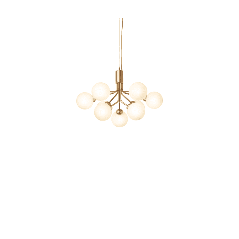 Nuura Apiales 9 Light Chandelier - Brushed Brass & Opal Glass