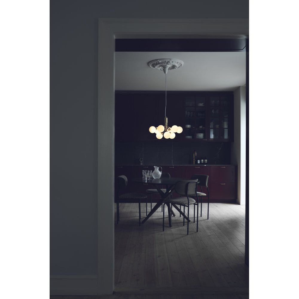 Nuura Apiales 9 Light Chandelier - Brushed Brass & Opal Glass