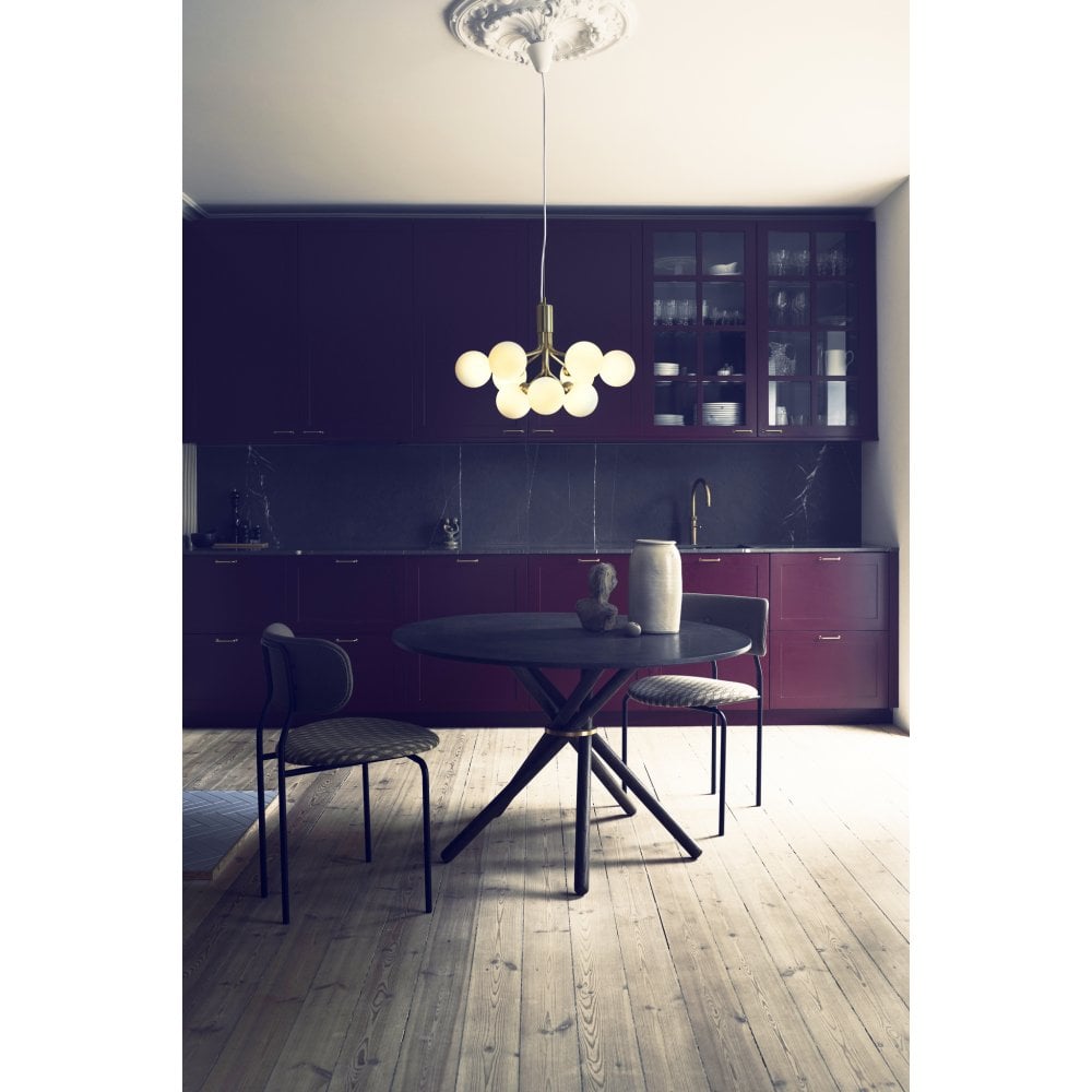 Nuura Apiales 9 Light Chandelier - Brushed Brass & Opal Glass