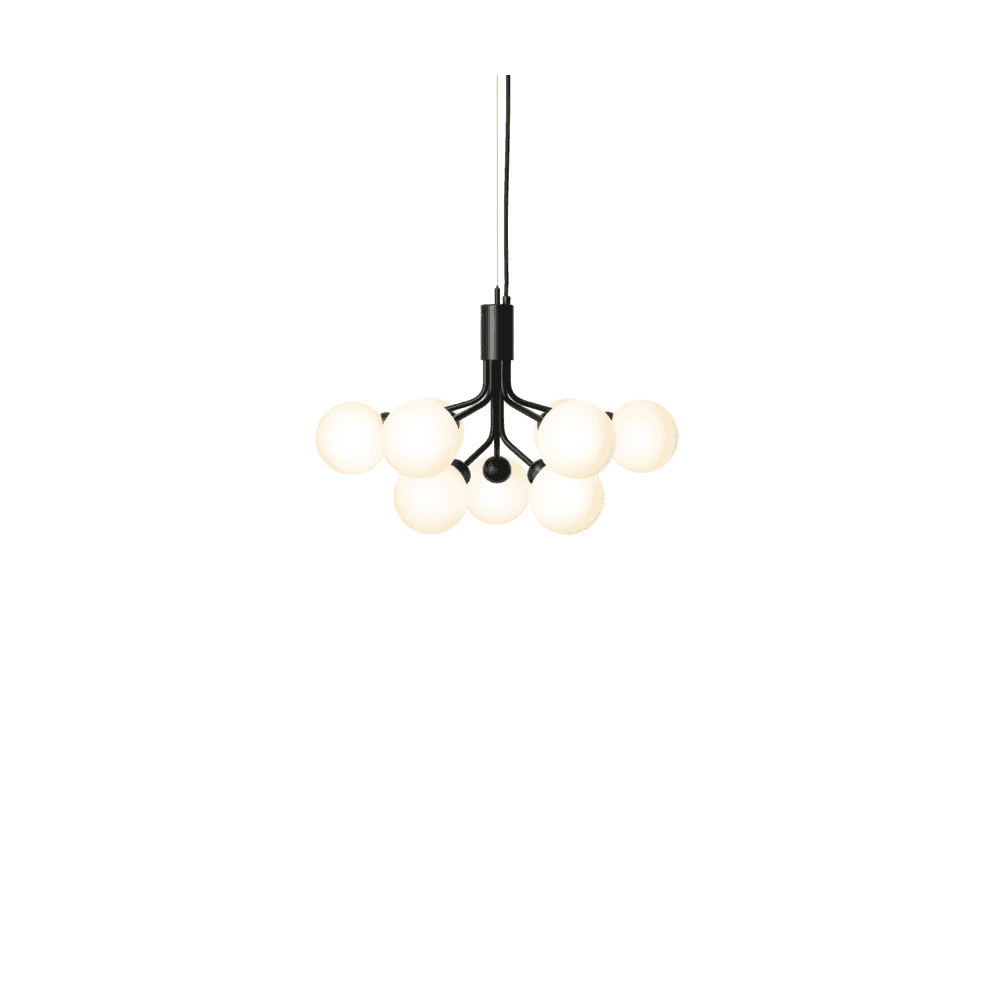 Nuura Apiales 9 Light Chandelier - Satin Black & Opal Glass