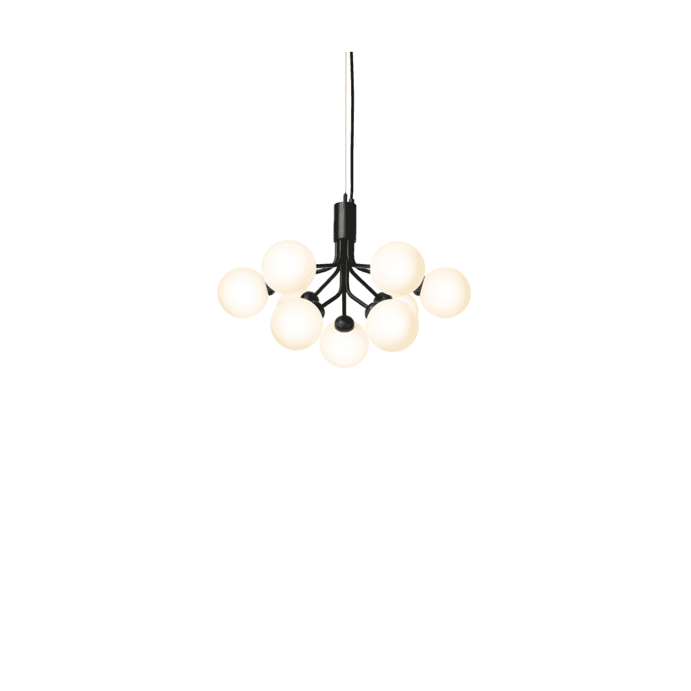 Nuura Apiales 9 Light Chandelier - Satin Black & Opal Glass
