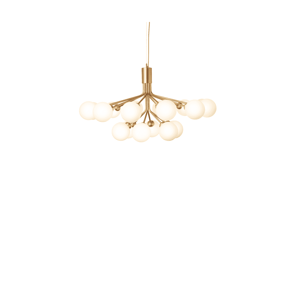 Nuura Apiales 18 Light Chandelier - Brushed Brass & Opal Glass