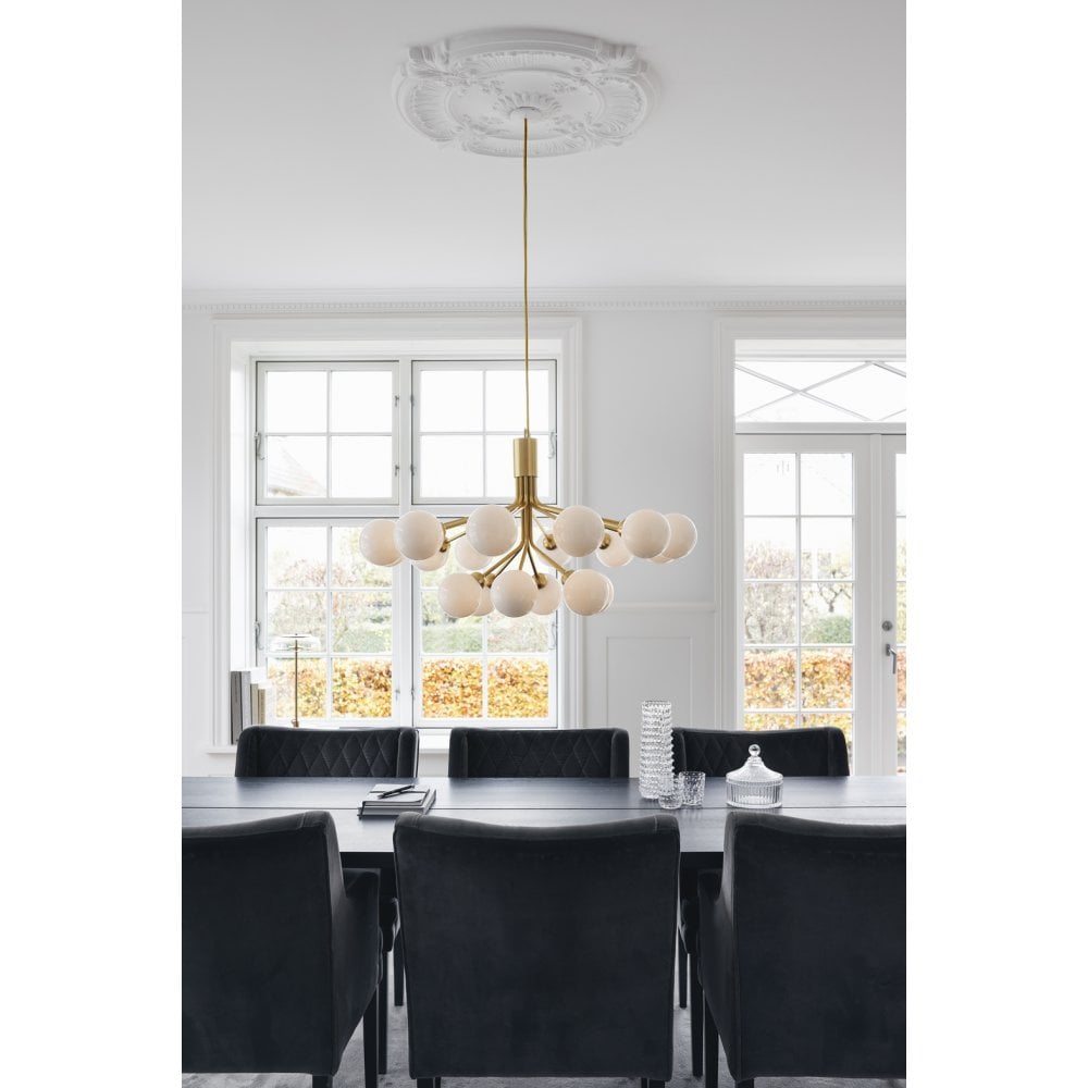 Nuura Apiales 18 Light Chandelier - Brushed Brass & Opal Glass