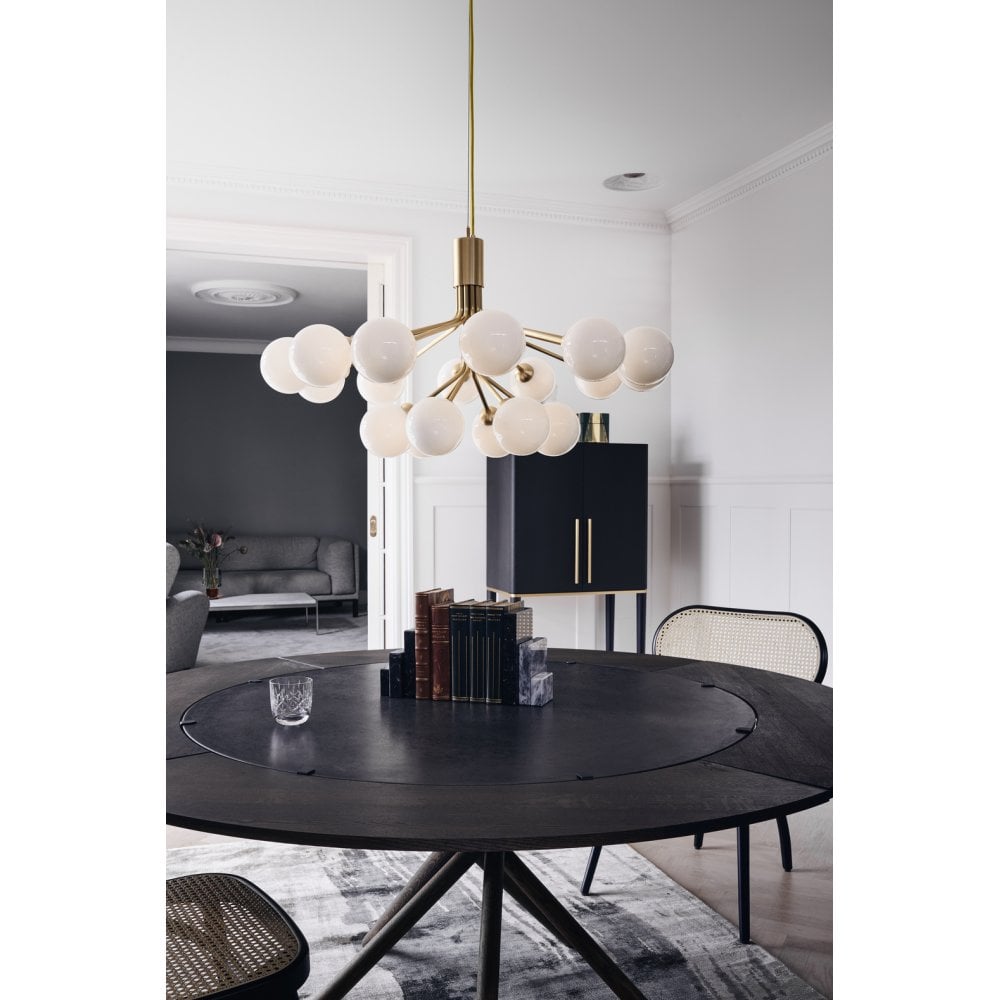 Nuura Apiales 18 Light Chandelier - Brushed Brass & Opal Glass