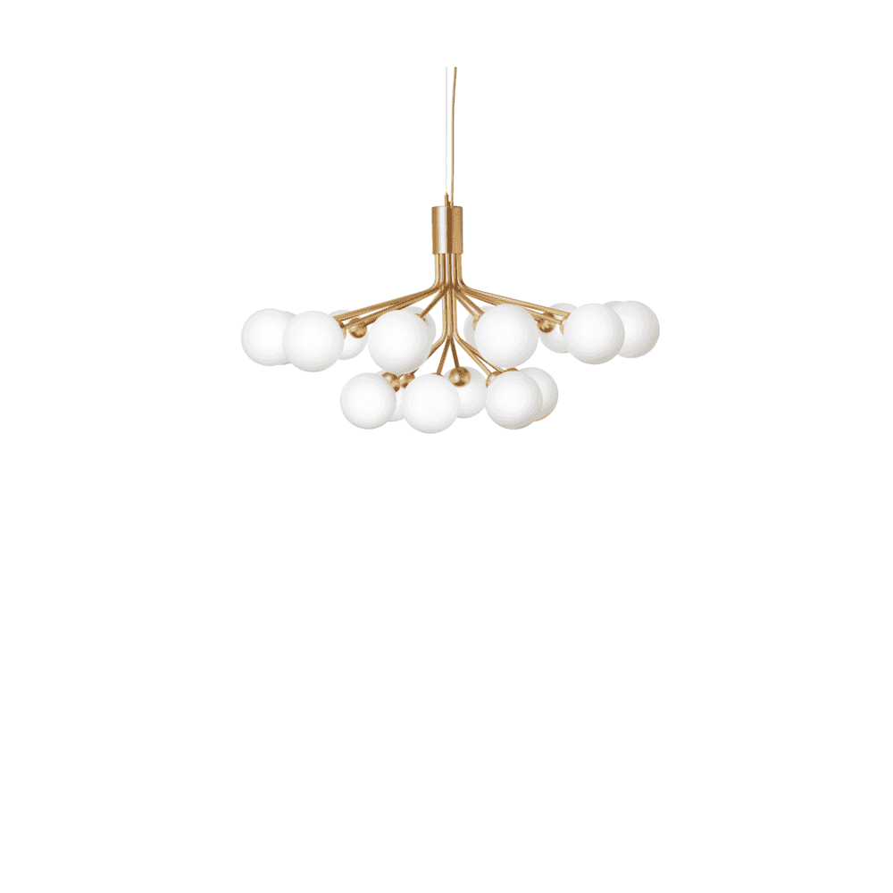 Nuura Apiales 18 Light Chandelier - Brushed Brass & Opal Glass
