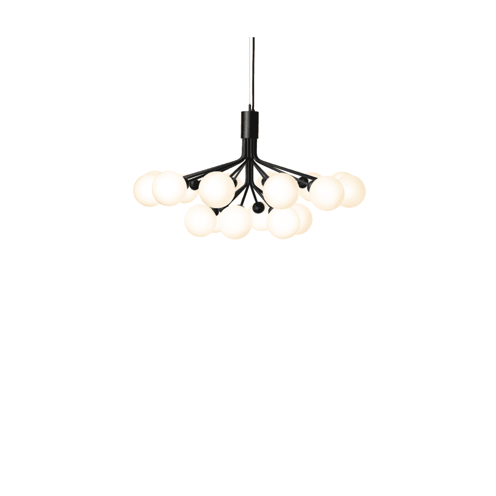 Nuura Apiales 18 Light Chandelier - Satin Black & Opal Glass