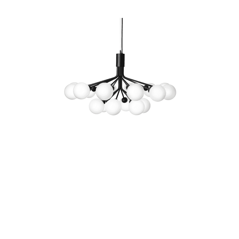 Nuura Apiales 18 Light Chandelier - Satin Black & Opal Glass
