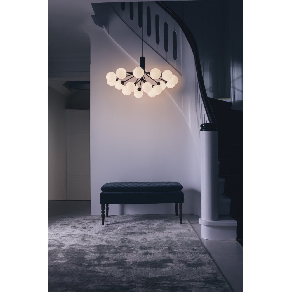 Nuura Apiales 18 Light Chandelier - Satin Black & Opal Glass