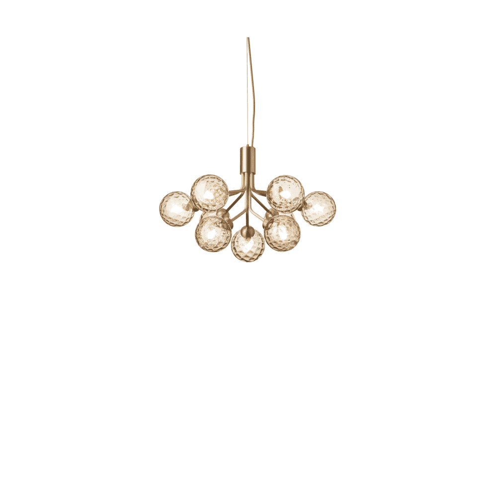 Nuura Apiales 9 Light Chandelier - Brushed Brass & Optic Gold Glass