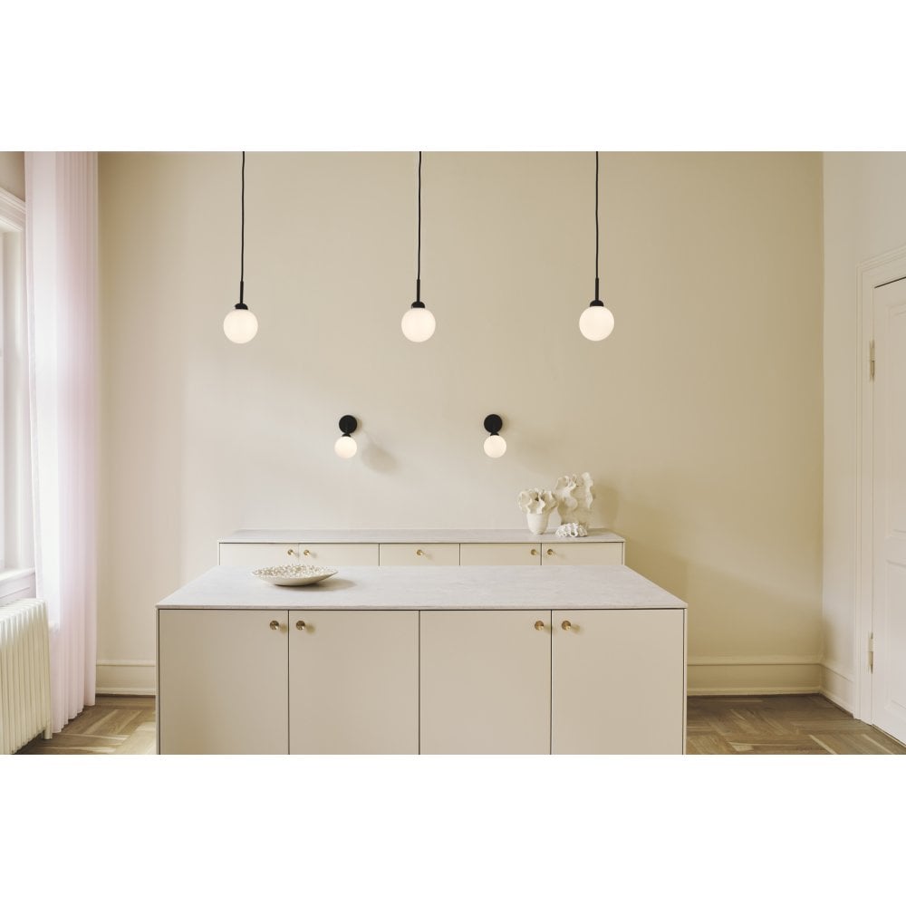 Nuura Apiales 1 Light Pendant - Satin Black & Opal Glass