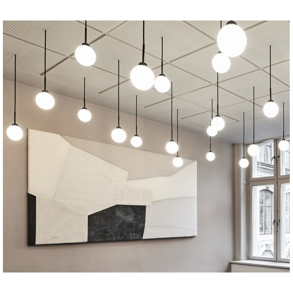 Nuura Apiales 1 Light Pendant - Satin Black & Opal Glass